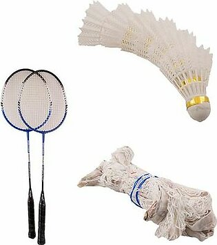 Pack of 8 - Badminton Set (High Quality Rackets + Badminton Net + 6 Shuttle Cocks)