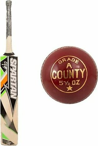 Pack of 2 - High Quality Hard Ball Cricket Bat with One Original Grade A Hard Ball Cock Ball