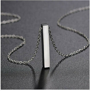 Silver Vertical Bar Stainless Steel Pendant Chain Necklace
