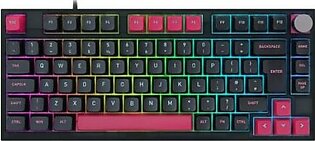 Skyloong GK75 Black Pink (Red Switches) Knob Layout Mechanical Wireless Bluetooth Keyboard