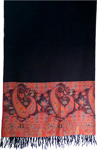 Black Kashmiri / Water Pashmina Self Embroidered Shawl SHL-109