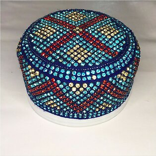 Multi Color Round Full Sindhi Nagina / Zircon Cap or Topi MKC-939