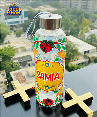 Printed Glass Bottle Customized Yellow Design