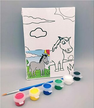 Kids Mini Canvas Painting Panel with 6 Colors Random Designs – 318