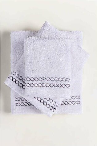 AW23-White 3Pc Embroidered Towel Set