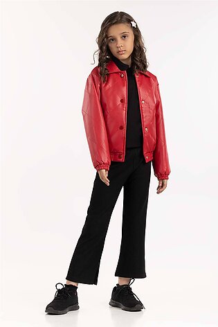 Junior Girl Red Poly Jacket 224-410-056