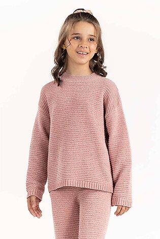 Junior Girl Light Pink Knit Trouser 224-416-308