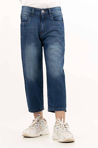 Junior Girl Dark Blue Denim Jeans 224-421-009