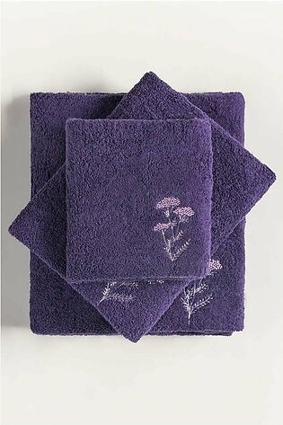 AW23-Purple 3Pc Embroidered Towel Set