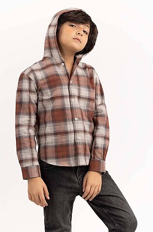 Junior Boy Rust and Beige Casual Shirt 224-317-007