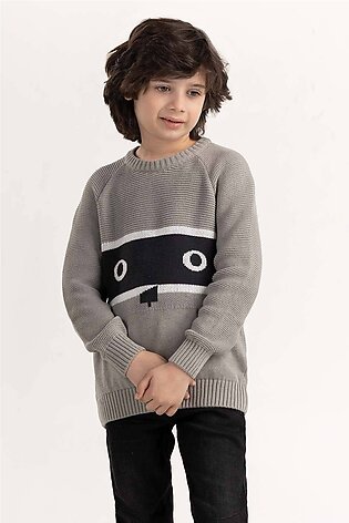 Light Grey Knit Sweater 224-511-039