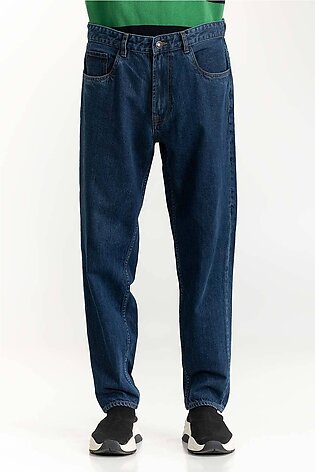 Dark Blue Basic Straight Jeans 224-121-001