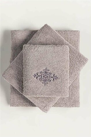 AW23-Silver 3Pc Embroidered Towel Set