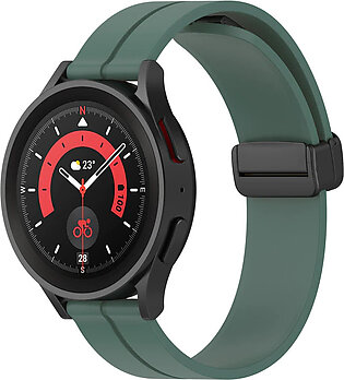 20mm Silicone strap For Samsung Galaxy watch 3 4 5 Amazfit GTR Magnetic buckle easily adjustable watchband For Huawei watch GT2/3 Pro-Olive Green