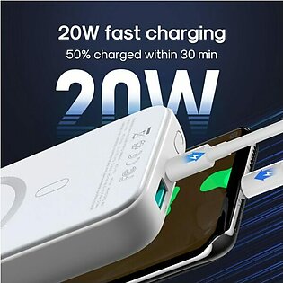 Joyroom 10000mAh 20W Magnetic Wireless Fast Charging Mini Power Bank JR-W020 – White