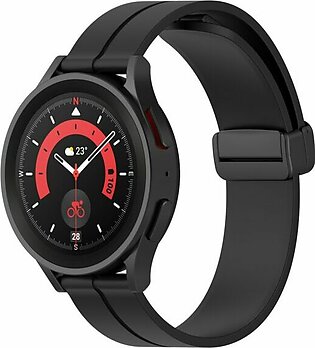 20mm Silicone strap For Samsung Galaxy watch 3 4 5 Amazfit GTR Magnetic buckle easily adjustable watchband For Huawei watch GT2/3 Pro-Black