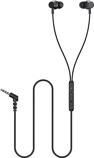 Lenovo QF320 Wired Earphones 3.5mm Audio Noise Reduction Hifi Stereo In-ear Earbuds with Mic for Phone Game Music – Black