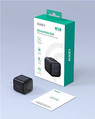 Aukey Omnia Mini 30W USB-C PD Charger with GaN Power Tech (PA-B1L) – Black