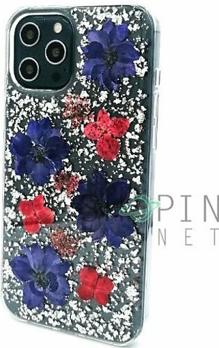 iPhone 12 Pro Max K-Doo Flower Series Anti-Shock Case Genuine bling Shining Mobile Back Cover – Blue Flower