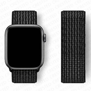 42mm-44mm-45mm Apple Watch Nylon Strap Sports Loop – Black