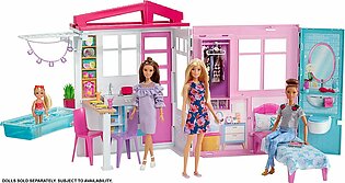 Barbie FXG54 Doll House 1-Story Portable Playset with Pool