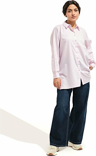 Basic, light pink, mid length, button down shirt. This shirt features a collared neck and full sleeves with cuffs. It also has a low back, front high detail. Fabric: Slub Cotton Care Instructions: Machine or hand-wash up to 30°C/86F Gentle...