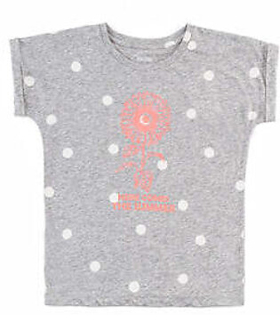 Grey, knit, graphic t-shirt featuring a crew neck and same neck tape. It has kimono sleeves and a flatlock finished hem. This shirt has a neon peach printed floral artwork on the front. Fabric: Pc Jersey Care Instructions: Machine or...