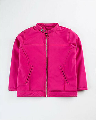 Product Title: Girls Pink Color Biker Jacket MATERIAL & CARE: Softshell Machine or handwash upto 30°C/86F Gentle cycle Do not dry in direct sunlight Do not bleach Do not iron directly on prints/embroidery