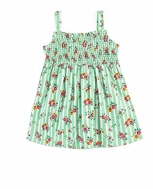 Green, printed, woven top featuring a square neck. It features a flared structure with self fabric straps and front smocking detail. It is sleeveless.  Fabric: Cotton Care Instructions: Machine or hand-wash up to 30°C/86F Gentle cycle Do not dry in...