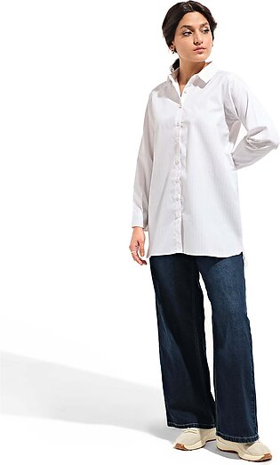 Basic, white, mid length, woven top featuring a collared neck with button down detail. This shirt has full sleeves with button detail. Fabric: Slub Cotton Care Instructions: Machine or hand-wash up to 30°C/86F Gentle cycle Do not dry in direct...
