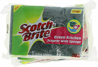 Scotch Brite Green Kitchen Scourer with Sponge 1 scrub Sponge Pack Of 3
