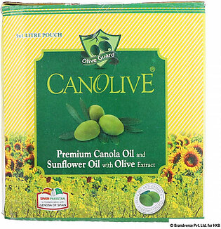 Olive Guard Canolive Premium Canola Oil, Sunflower Oil with Oilve Extract 1 litre X 5 Pouch