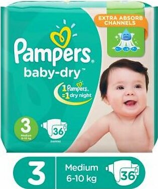 Pampers Baby Dry Diapers Medium Size 3 (36 Count)