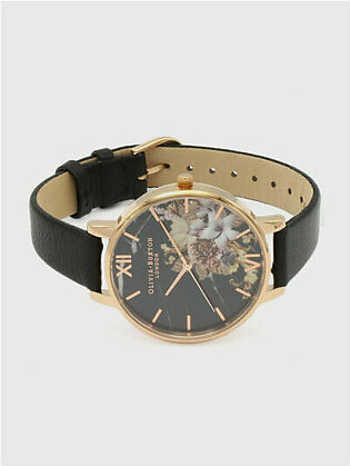 Marble Floral Black Dial Watch – OB16CS01
