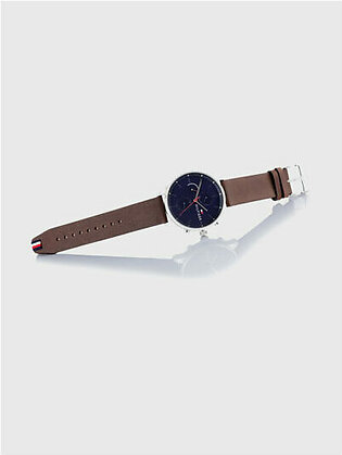 Analog Blue Dial Leather Strap Watch – 1791487