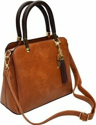 Luxury Pu Leather Women Handbag Shoulder Bag- Light Brown
