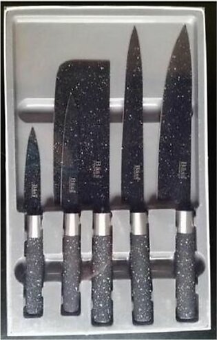 Set of 5 - Non Stick Knife Set - Black