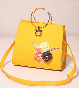 Stylish Yellow Leather Satchel Bag