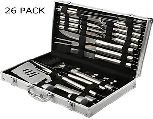 Stainless Steel BBQ Grill Tools Set With 26 Pieces With Aluminium Case