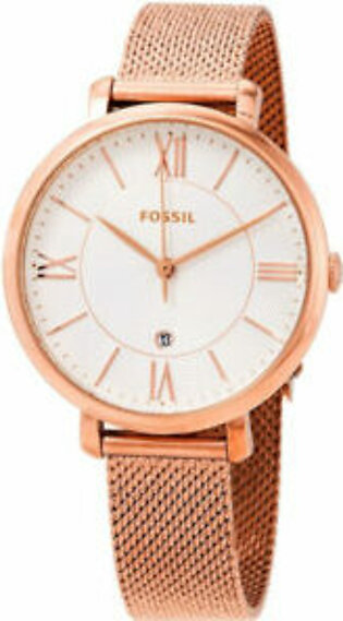 Fossil Jacqueline Rose Gold Mesh Bracelet White Dial  Quartz Watch for Ladies - Fossil ES4352