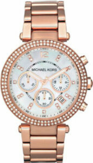 Michael Kors Parker Rose Gold Stainless Steel Silver Dial Chronograph Quartz Watch for Ladies - MK5491
