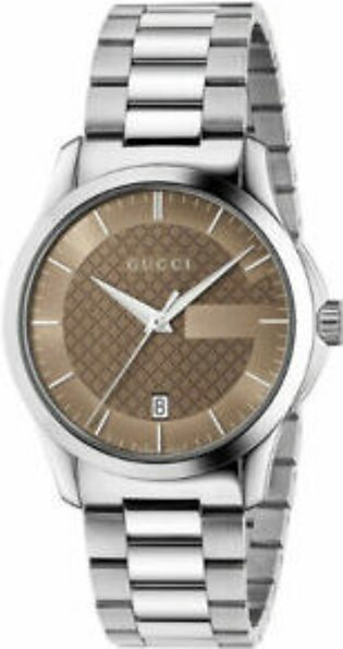 Gucci G-Timeless Silver Stainless Steel Brown Dial  Quartz Unisex Watch - GUCCI YA 126445