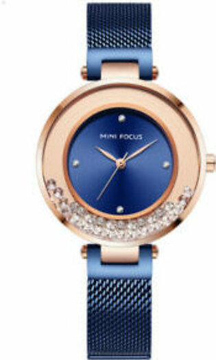 Mini Focus Blue Mesh Bracelet Blue Dial Analog Watch for Women- MF0254L-4