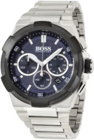 Hugo Boss Supernova Silver Stainless Steel  Blue Dial Chronograph Quartz Watch for Gents - 1513360