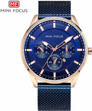 Mini Focus Blue Stainless Steel Mesh Blue Dial Quartz Watch for Gents- MF0178G-04