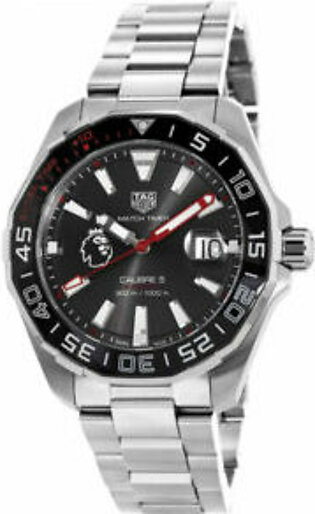 Tag Heuer Aquaracer Calibre 5 Premiere League Edition Silver Stainless Steel Black Dial Automatic Watch for Gents - WAY201D.BA0927