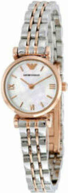 Emporio Armani Classic Two-Tone Stainless Steel White Dial Quartz Watch for Ladies - AR1764