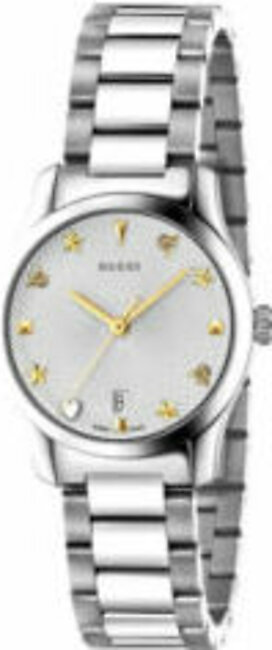 Gucci G-Timeless Silver Stainless Steel Silver Dial  Quartz Watch for Ladies - GUCCI YA 126572A