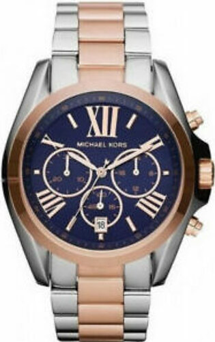 Michael Kors Bradshsaw Two-tone Stainless Steel Navy Blue Dial Chronograph Quartz Watch for Ladies - MK-5606