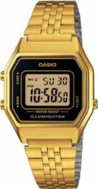 Casio Illuminator Gold Stainless Steel Black Dial Quartz Watch for Ladies - CASIO LA-680WGA-1DF
